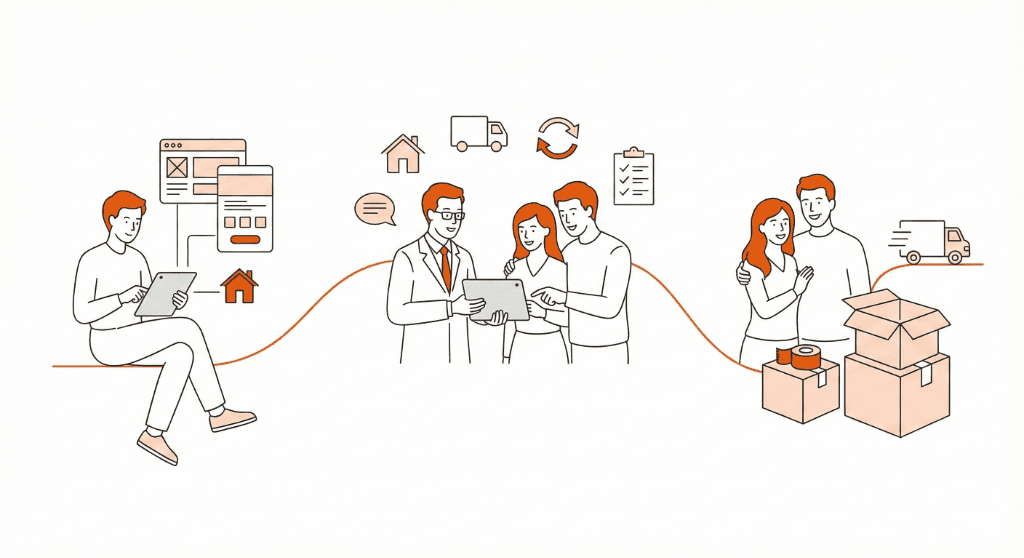 Les 3 étapes de votre déménagement : demande en ligne, accompagnement personnalisé, déménagement serein